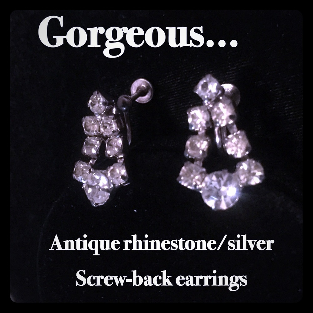 Antique rhinestone/silver earrings